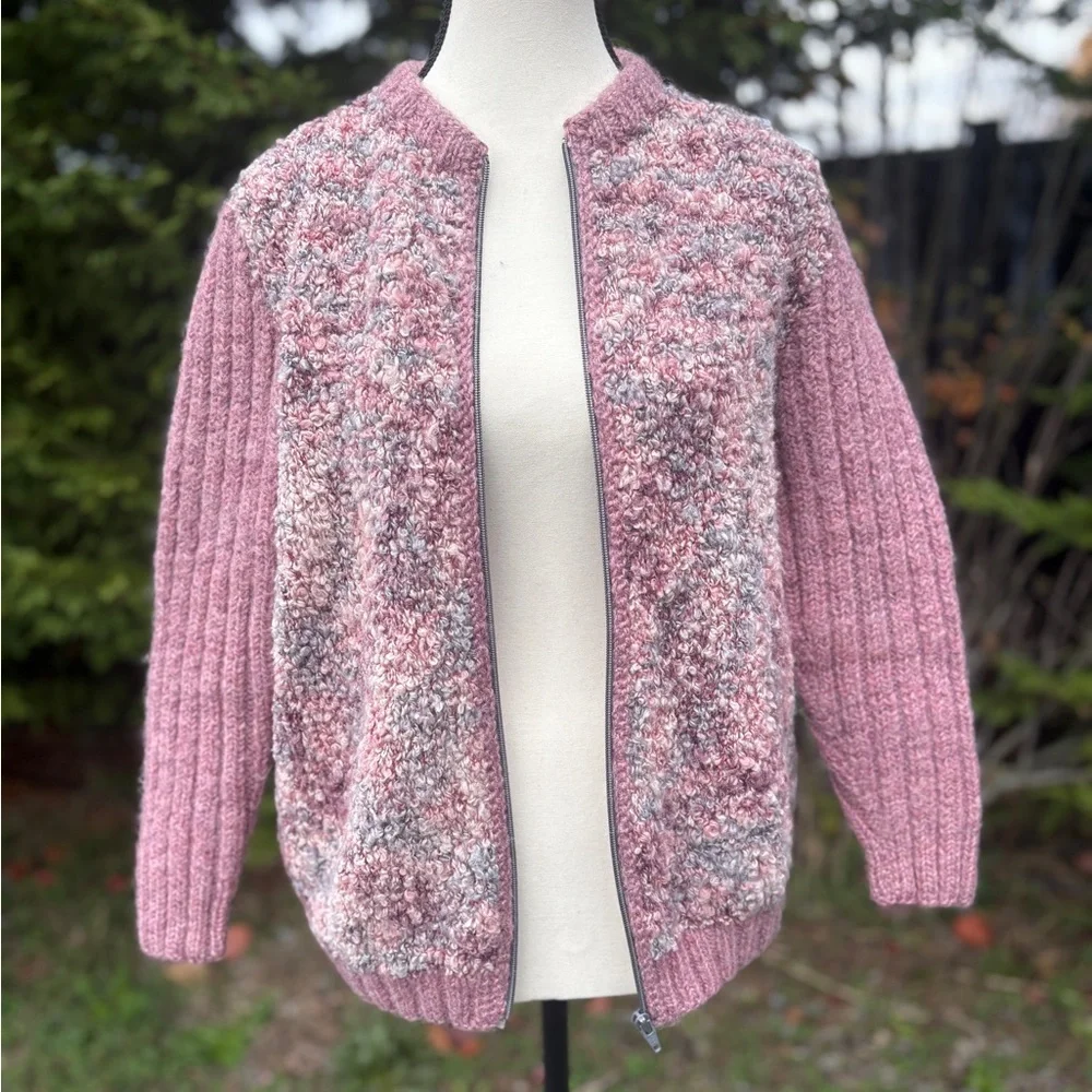 Handcrafted Wool Zip Cardigan Sz Sm/Med - Picture 2 of 8